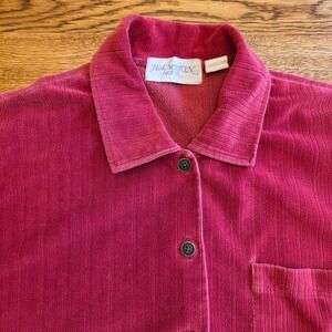 Vintage Hampton House Womens L Corduroy Button Down Red Cozy‎ Western Shacket